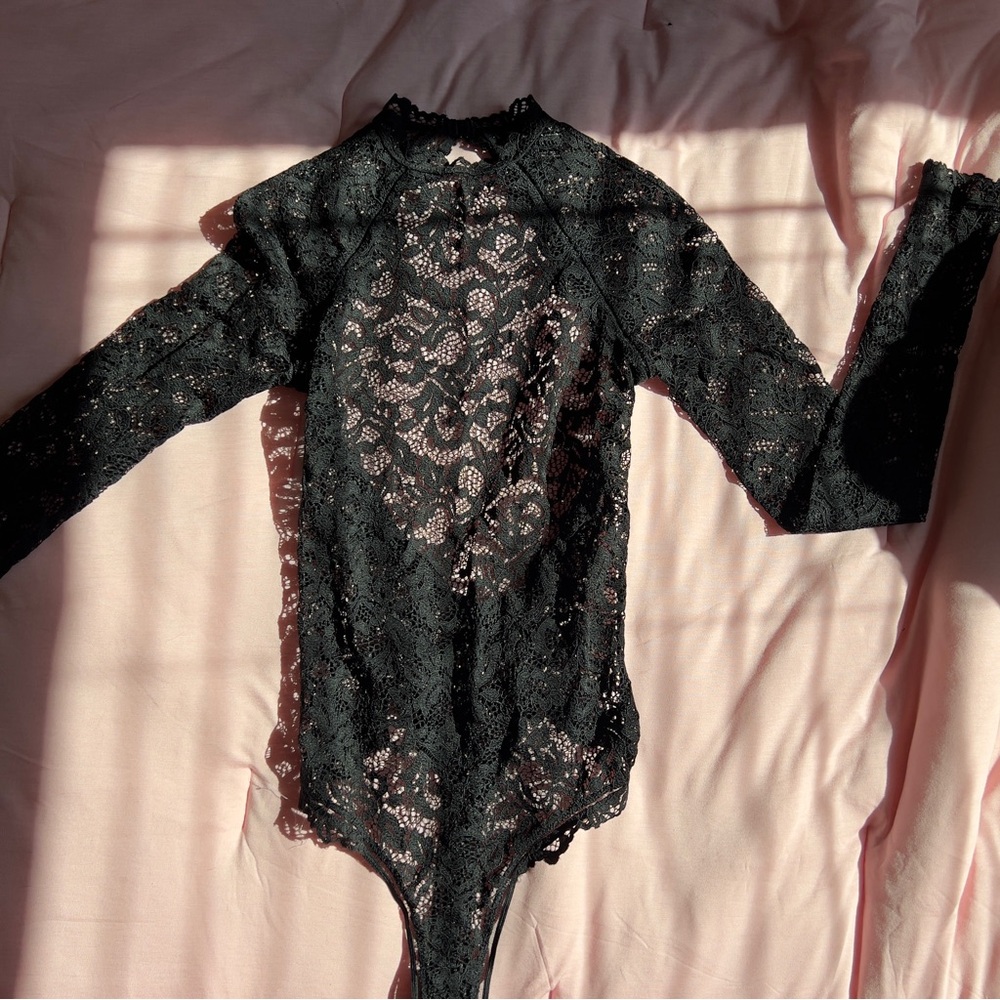 Victoria's Secret Black Lace Bodysuit